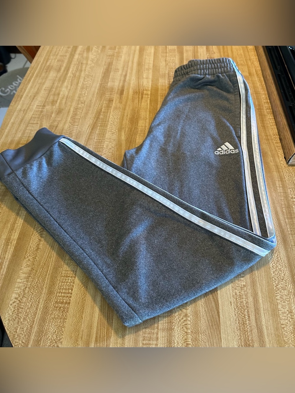 Adidas Gray Athletic Sweat Pants with White Stripes